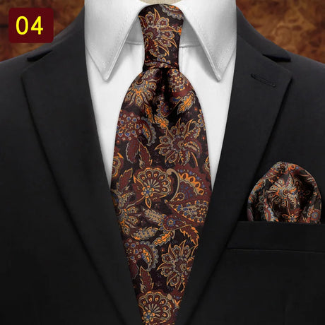 MUGIVALA 9CM Retro business banquet suit paisley vintage pattern tie pocket square set