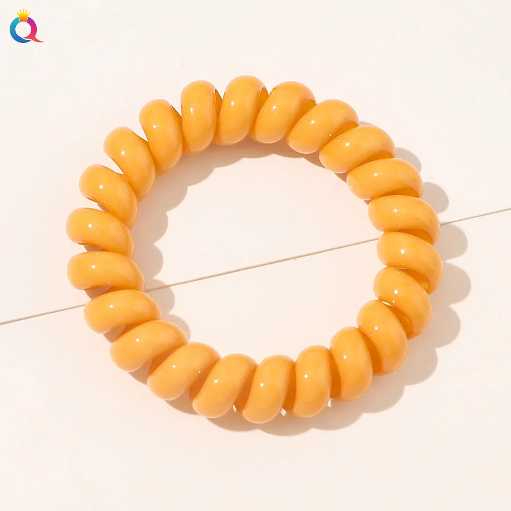 High Elasticity Telephone Coil Hairbands Women Spiral Hair Ties Girls Hair Rings Rope Solid Color Hair Accessories Gum Scrunchy