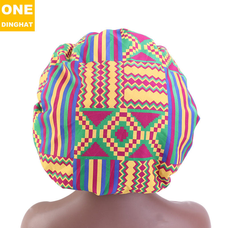 2020 New No. plus-Sized African Printing round Cap Double-Layer Satin Lining Wide Edge Nightcap Chemotherapy Hat