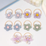 10Pcs/Set Girls cute Hair Loop Childrens Hair Ties with Flowers Elastics Ponytail Holders Pigtails Rubber Band Hair Accessories