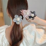 Flower Rhinestone Pearl Hair Elastics Ties Korean Version Headband Ponytail Hair Holder Hair Accessories for Girl and Women