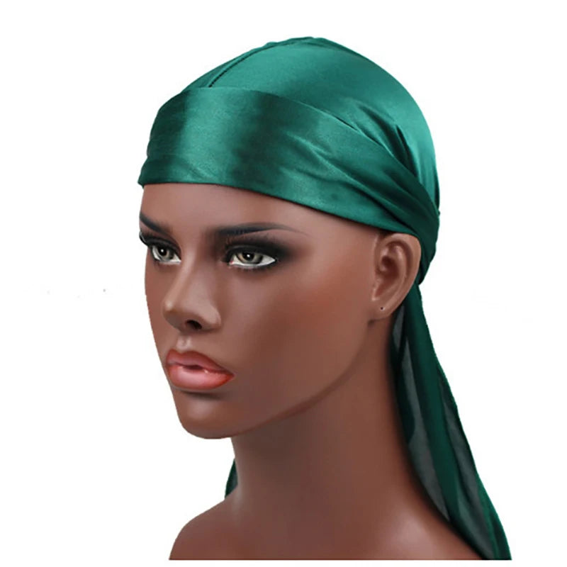 Elasticity Baotou Cap Hair Bands Simulation Silky Durag Long Tail Pirate Hat Headband Turban for Children Kid Ribbon Accessories