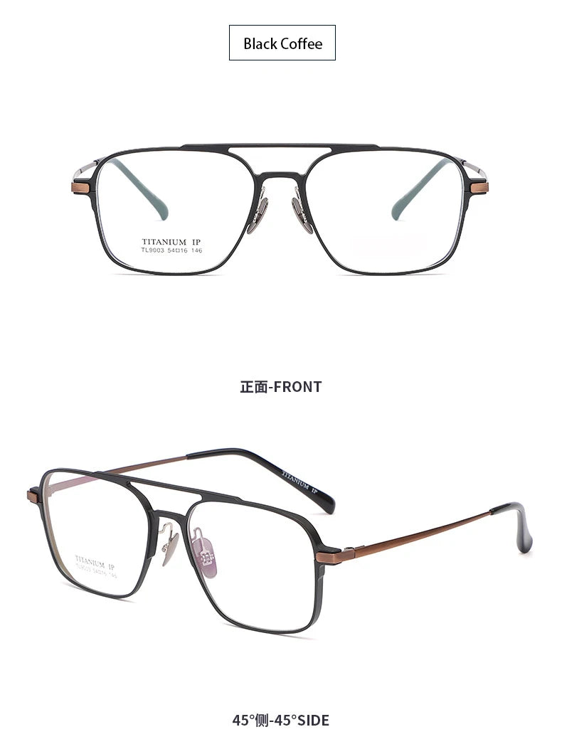 Light Pure Titanium Frames Retro Polygon Spectacle Pilot Ultra Double Bridge Customized Optical Prescription Eyeglasses Man