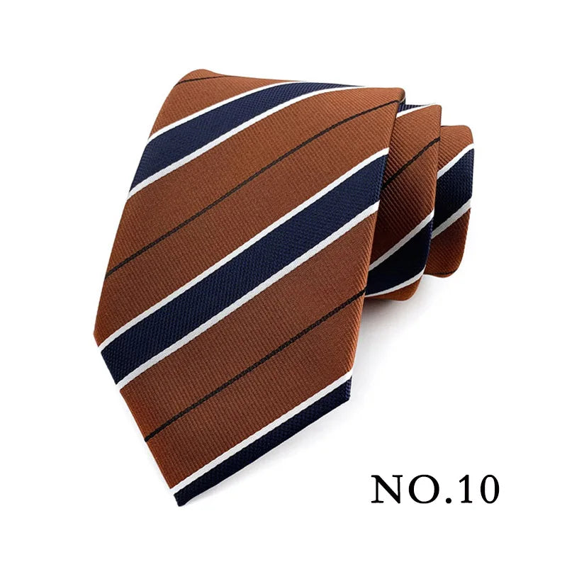 New 8cm Mens Tie Striped Patterned Man Necktie Neck Tie Jacquard Woven Ascot Cravat Neckwear For Gentleman Wedding  Party