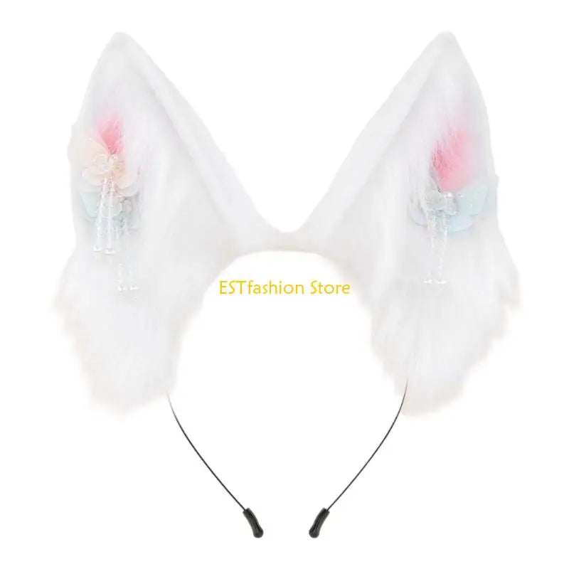 Y5GC Bendable Cats Ear Hairband Plush Animal Ear Hairband For Anime Enthusiasts Roleplay and Halloween Party DressingUp Props