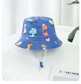 Cartoon Printing Baby Bucket Hat Cotton Breathable Kids Fisherman Hat Infant Toddle Sun Hat With Drawstring