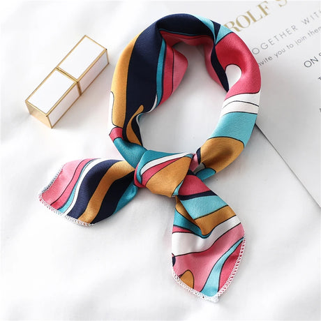 Small Silk Square Scarf For Women Fashion Print Office Lady Neck Scarves Foulard Hair Band Girl Handkerchief 2022 Designer