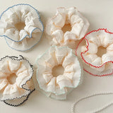 Women Lace Hair Scrunchies Girls Elastic Hair Bands Ponytail Holders Tie Hair Hoop Large Plaid Scrunchy Rubber Bands Headwear