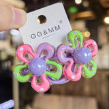 Elastic Hair Bands for Children, Hair Ropes, Color Blocked Flowers, Princess Cute Headwear, Girls Hair Accessories, New, 2Pcs