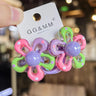 Elastic Hair Bands for Children, Hair Ropes, Color Blocked Flowers, Princess Cute Headwear, Girls Hair Accessories, New, 2Pcs