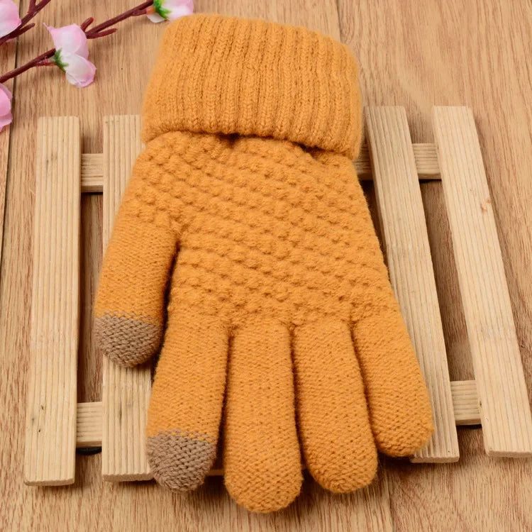 Women Men Warm Winter Touch Screen Gloves Stretch Knit Mittens Wool Full Finger Guantes Female Crochet Glove