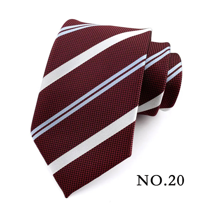 New 8cm Mens Tie Striped Patterned Man Necktie Neck Tie Jacquard Woven Ascot Cravat Neckwear For Gentleman Wedding  Party