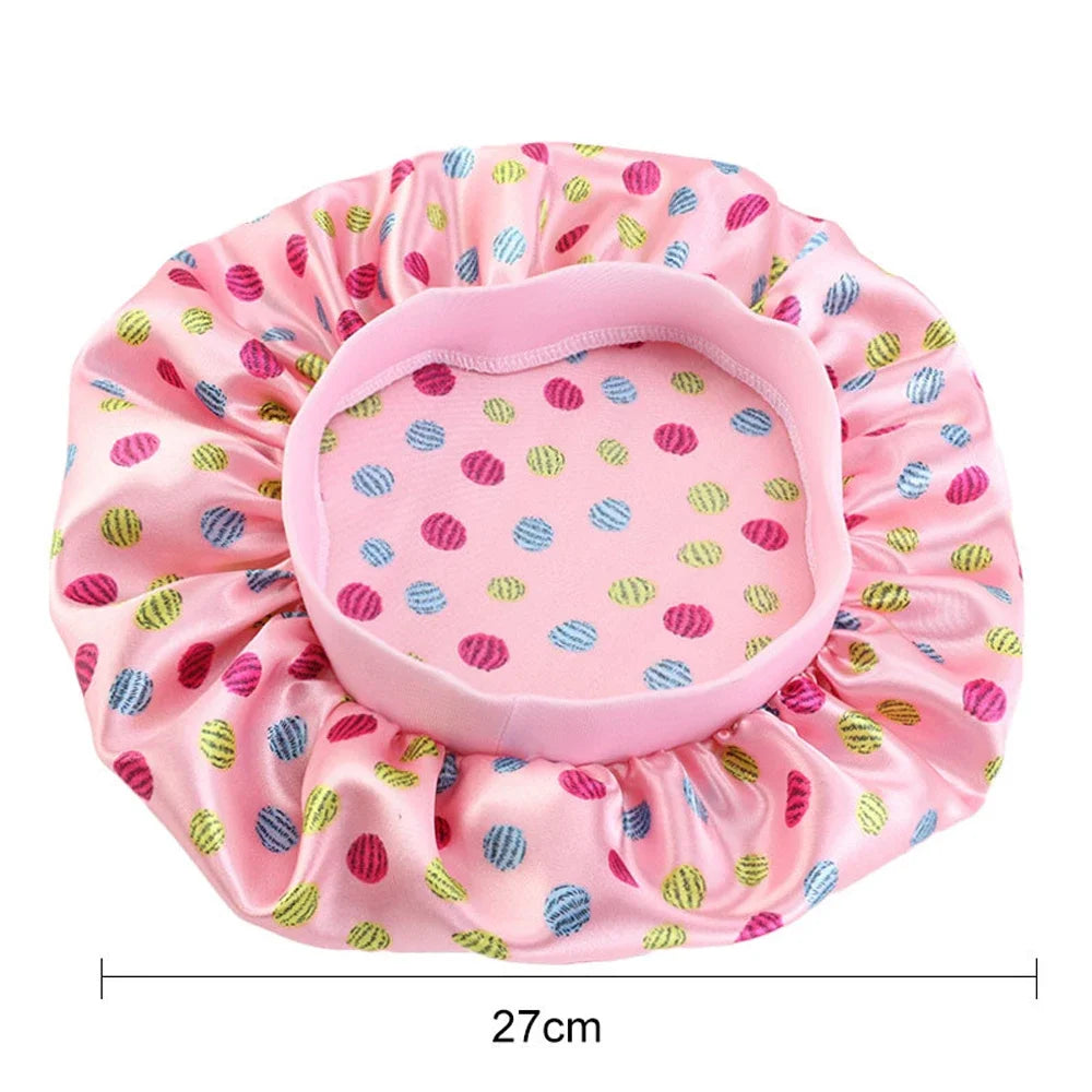 Kids Girls Sleep Cap Floral Print Hair Bonnet Satin Night Sleep Hat Turban Sleeping Hat Children Hair Care Bonnet Nightcap Caps