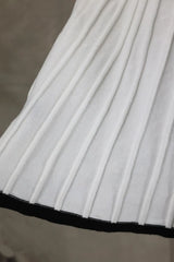 2024 Summer Women White long Skirt Suit Short Sleeve V-neck crop top pleated set elegant dress 2 piece skirt set Plus Size S-3XL