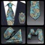 Luxury 7CM Mens Necktie Paisley Ties For Man Groomsman Jacquard Woven Gold Orange Color Neck Tie Business Party