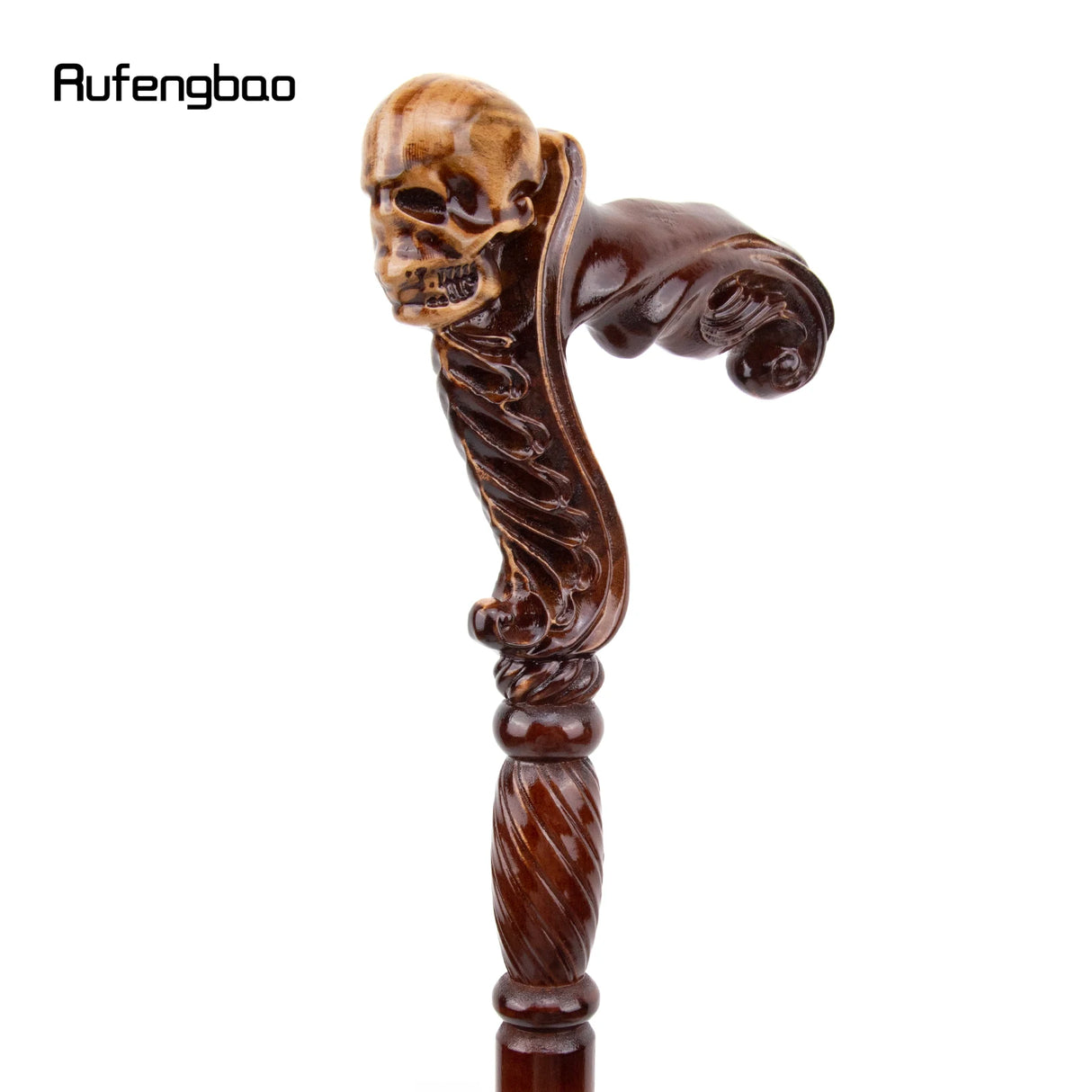 Skull Brown Wooden Fashion Walking Stick Decorative Vampire Cospaly Party Wood Walking Cane Halloween Mace Wand Crosier 93cm