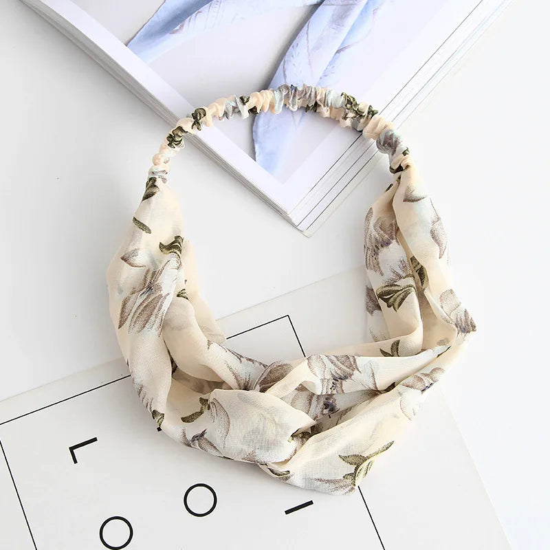 Cross elastic headband chiffon silk headband ladies headband hair accessory sports face wash
