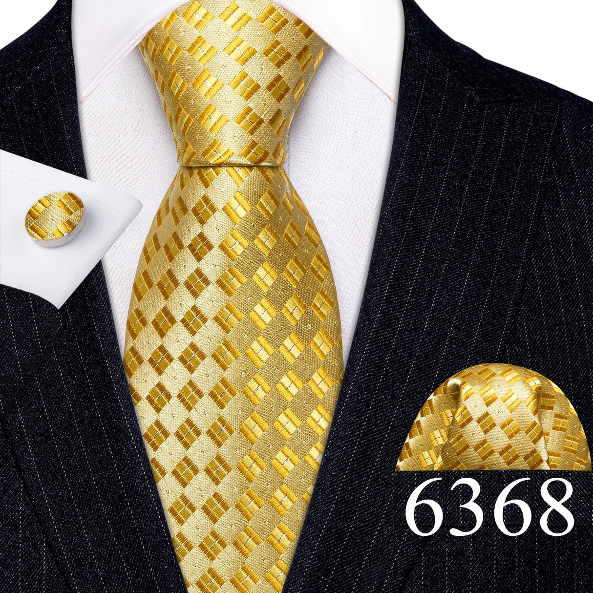 Novelty Teal Dots Tie For Men Fashion Trend Neck-Tie Woven Pocket Square Cufflinks Set Party Business Designer Barry.Wang FA-635