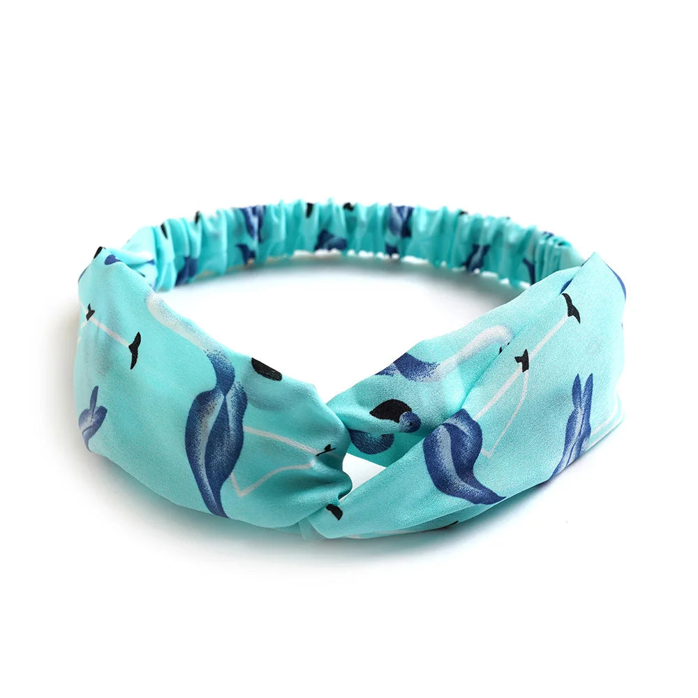 Fashion WomenFloral Headband Hair Accessories Leopard Cross Knotted Bow Chiffon Hair Band Girls Headdress Ladies Hoop Headwear