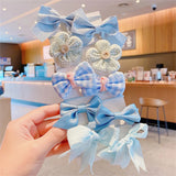 10pcs/set Flower Bowknot Elastics Hair Ties for Girl Children Cute Rubber Bands DIY Colorful Hair Bands Hair Accessories