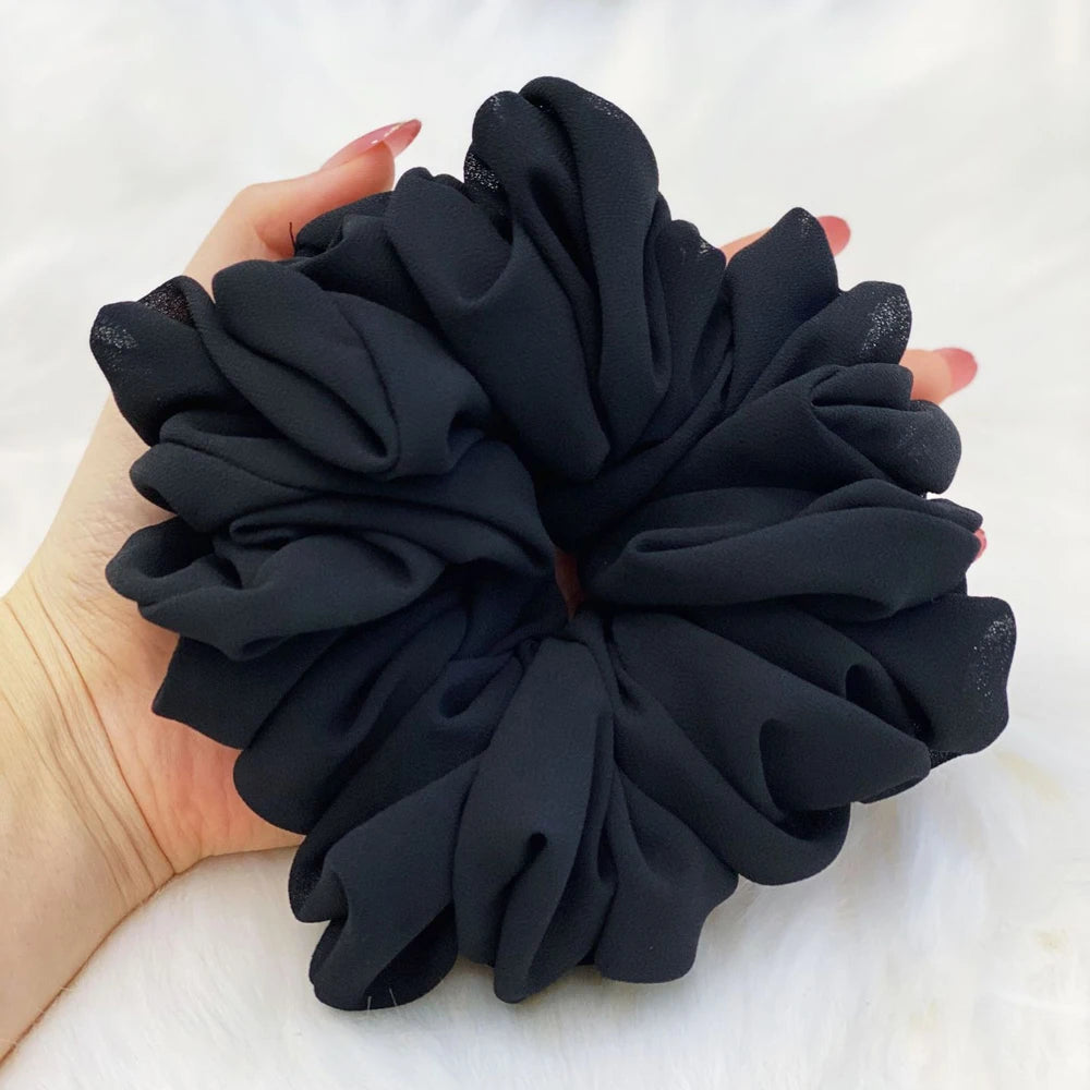 Elastics Chiffon Hair Band Solid Color Big Circle Scrunchies for Women Girl Ponytail Holder Hair Rope Hairband Hair Accessoires