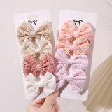 4Pcs/Set Sweet Hair Bows Hair Clip Children Lovely Bowknot Hair Pins for Baby Girls Hair Accessories Print Hollow Hairgripe Gift