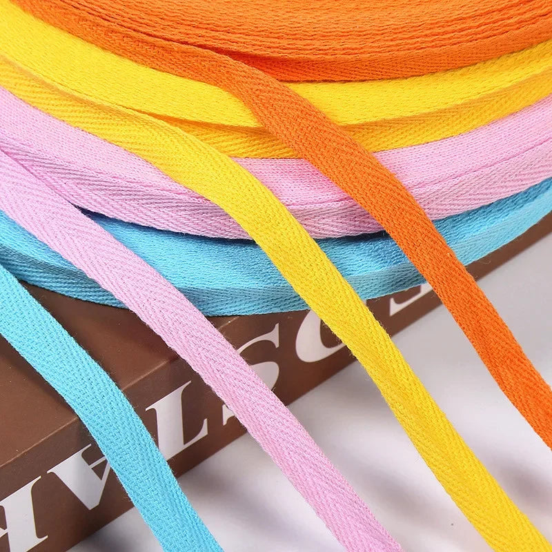 1cm 2cm Multi Color Herringbone Tape Ribbons 100% Cotton Woven Ribbon Sewing Overlock Cloth Strap Belt DIY Accessories 50yards