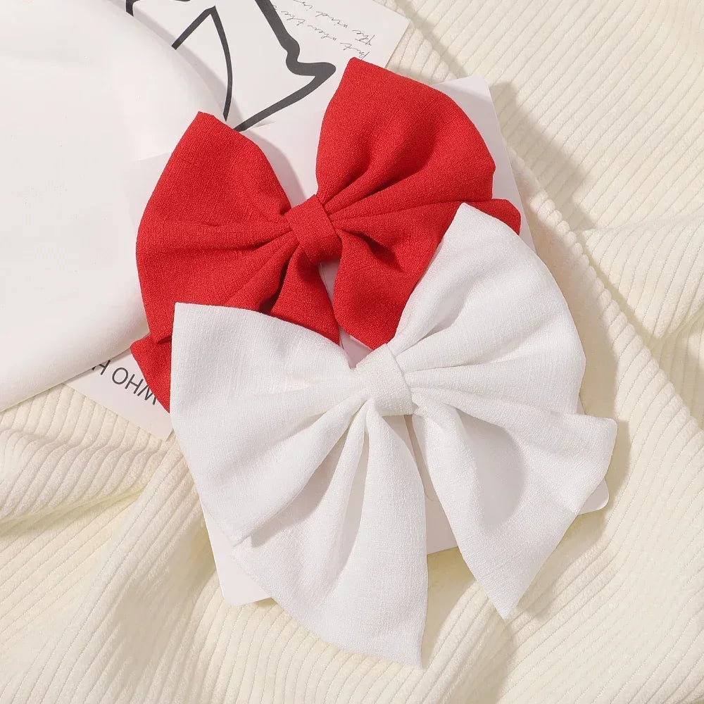 2pcs/set 4.5" Cheer Bow Hair Clip for Kids Lovely Grosgrain Ribbon Hairgripes Girls Delicate Bowknot HairPins Baby Headwear Set