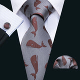 New Arrival Men's Ties Set Dinosaur Pattern Navy Gold Mens Wedding Necktie 8.5cm Necktie Business Silk Ties For Men Gift FA-5191