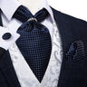 Luxury Silver Paisley Men Ascot Tie Wedding Formal Cravat Ascot Scrunch Self British Neck Tie Set Pocket Square Cufflink DiBanGu