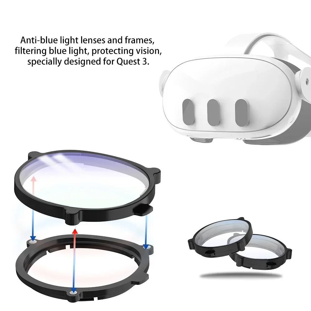 For Quest 3 lens Magnetic eyeglass frames anti-blue light optical lenses protection VR accessories for Oculus/Meta Quest 3