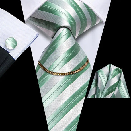 Hi-Tie Business Black Luxury Plaid Mens Tie Silk Neckties  Fashion Tie Chain Hanky Cufflinks Set Design Gift For Men Wedding