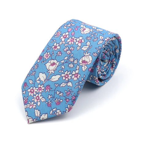 New Style Floral Printed 6cm Tie Blue Green Purple Skinny 100% Cotton Necktie For Men Women Wedding Party Suits Shirt Accessory