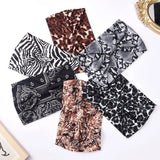 Leopard Print Headbands for Women Wide Boho Turban Head Wraps Cotton Knotted Elastic Hairbands Non Slip Workout Hair Accessories