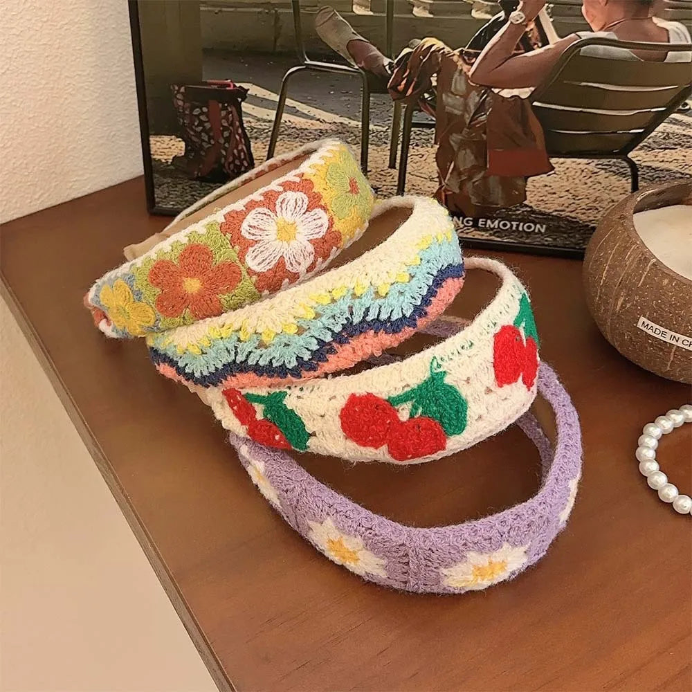 NEW Knitted Headband Bohemian Style Summer Flowers Leisure Style Handmade Head Band Hair Accessories for Women Girls