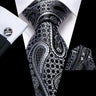 Hi-Tie Black Floral Silk Wedding Tie For Men Handky Cufflink Gift Necktie For Men Fashion Design Business Party Dropshiping