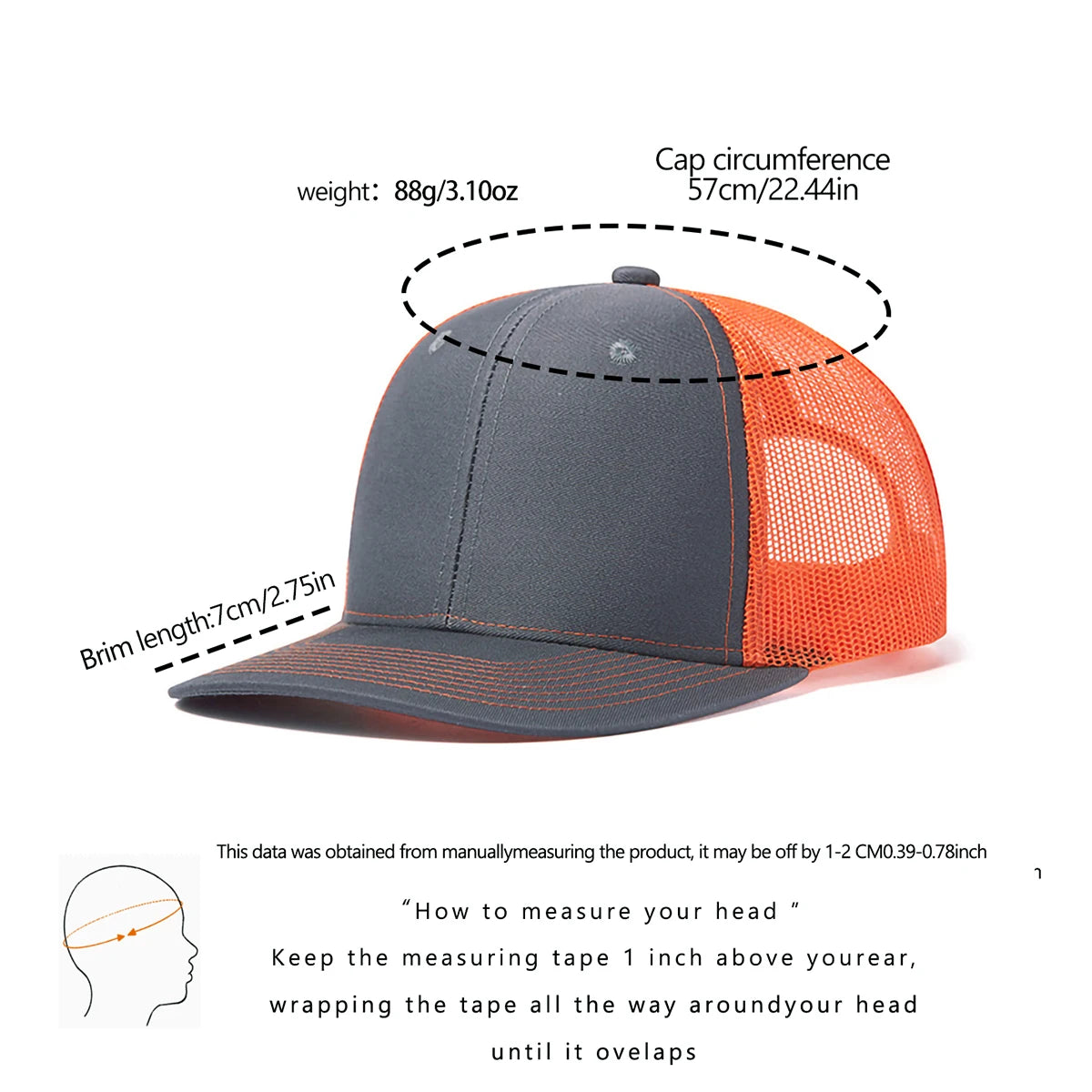 Summer MEN'S AND WOMEN'S Mesh Breathable Baseball Cap, Low Cut Unstructured Baseball Cap, Adjustable