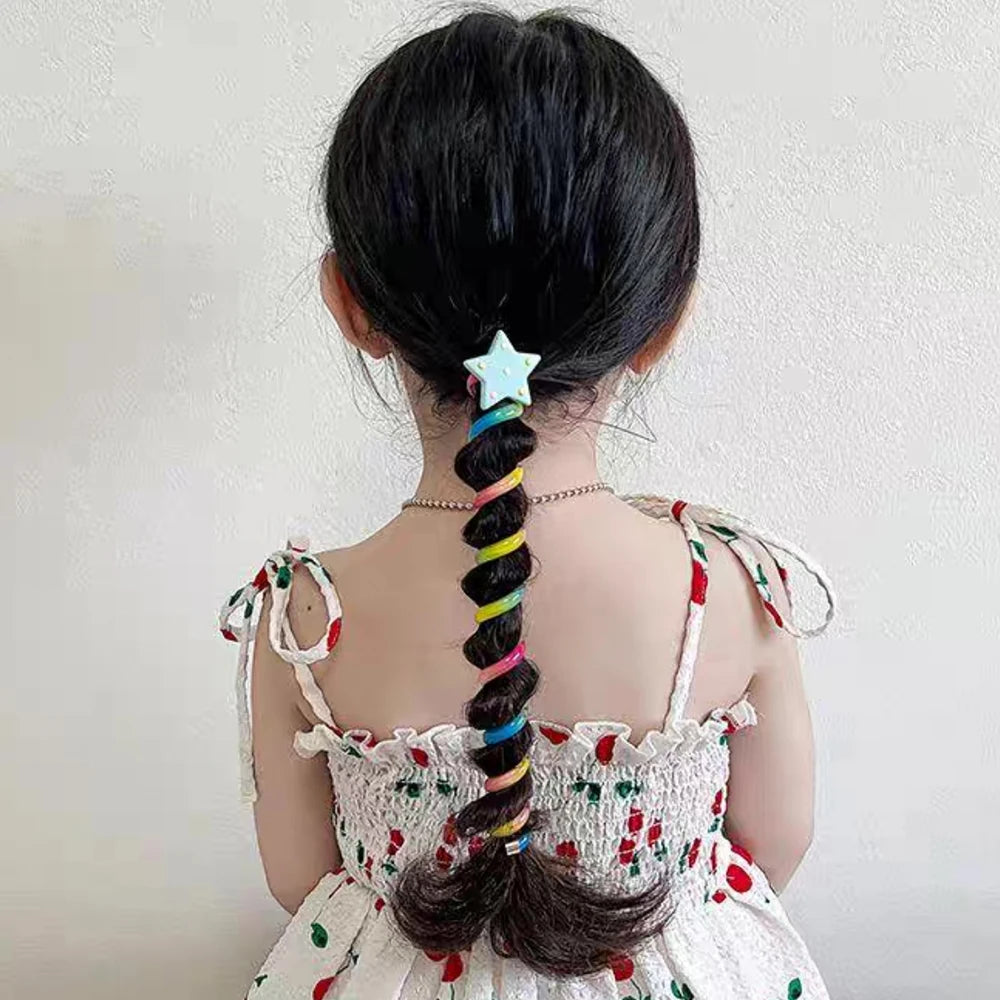 1/4pcs Elastic Telephone Wire Hair Ties Women Girls Star Hair Bands Spiral Coil Rubber Band Ponytails Head Rope Hair Accessories