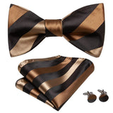 Hi-Tie Silk Mens Self Bow Tie Hanky Cufflinks Set Blue Red Gold Black White Male Jacquard Butterfly Knot Bowtie Wedding Business