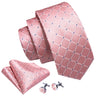 Elegant Pink Ties For Men Luxury Silk Stripe Pocket Square Cufflinks Set Fashion Male Necktie Groom Wedding Gift Barry.Wang 5090