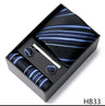 Gravatas For Men Newest design Silk Tie Handkerchief Cufflink Set Necktie Box Striped Blue Office