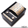 65 Colors Fashion Tie Handkerchief Set Tie Clip Necktie Box Man's Shirt Dark Red  Accessories Men Wedding Holiday  Gift