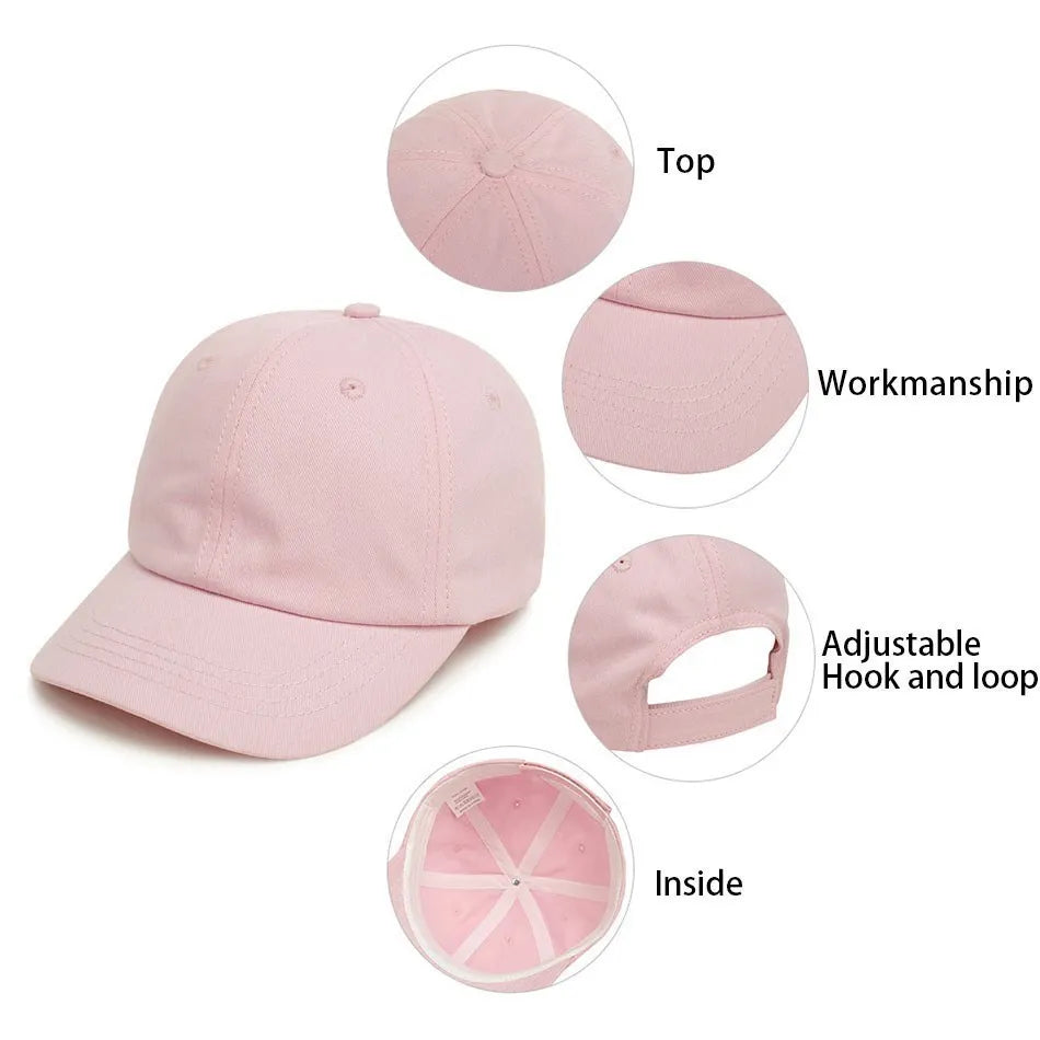 Kids Caps Children Solid Color Cotton Breathable Snapback Cap Baby Cute Adjustable Sunhat Girls Summer Baseball Hats 1-5 Years