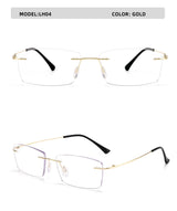 Titanium Reading Glasses Men High Quality Magnifying Presbyopic Eyeglasses Titanium Frames Anti Blue Light Rimless Glasses Men