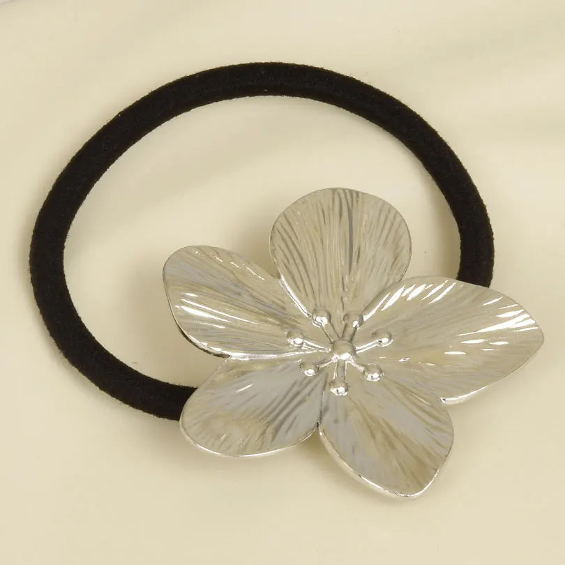 Elegant Girl Stainless Steel Flower Hair Elastics & Ties Real Gold Plated Jewelry For Women Adjustable Headband Head Rope Gifts