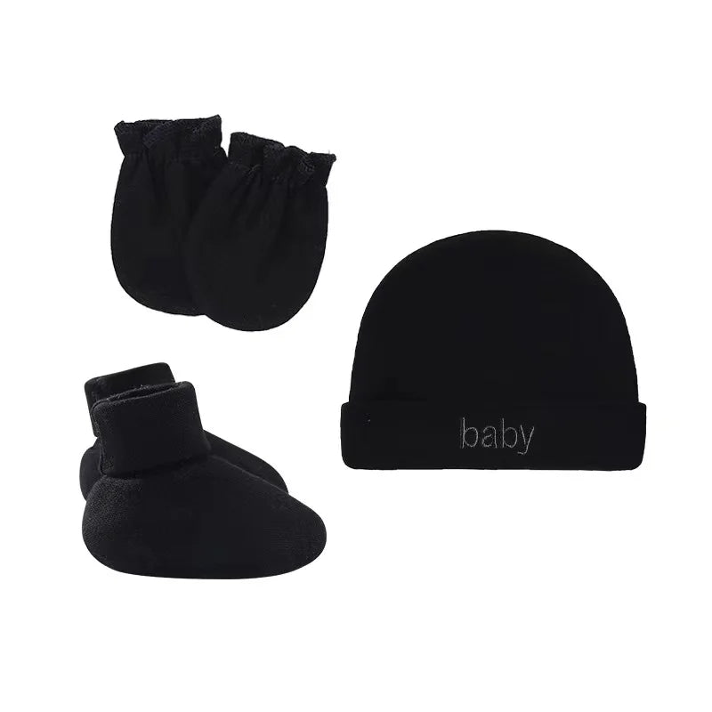 Newborn Hat+Gloves+Socks Set for Baby Boy&Girl Cotton Fall Casual Photography Props Soft Headwear Infant Nightcap Fashion