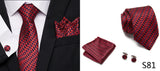 Luxury Tie Handkerchief Pocket Squares Cufflink Set Necktie For Men Blue Red Clothing Accessories