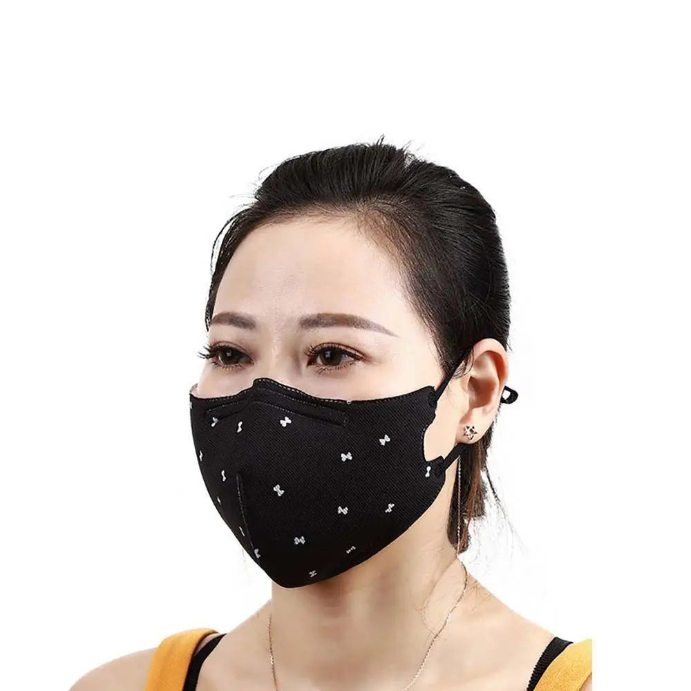 Cute Bow Print Face Mask Adult Winter Thickened Cloth Mask Protection Face Cover Sweet Mouth Mask