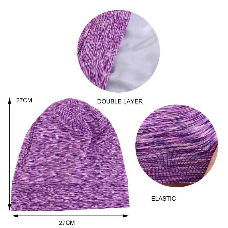 Women Men Sleeping Hat Baggy Beanie Satin Lined Night Unisex Sleep Cap Hair Care Bonnet Hair Loss Nightcap Pullover Hat Headwear