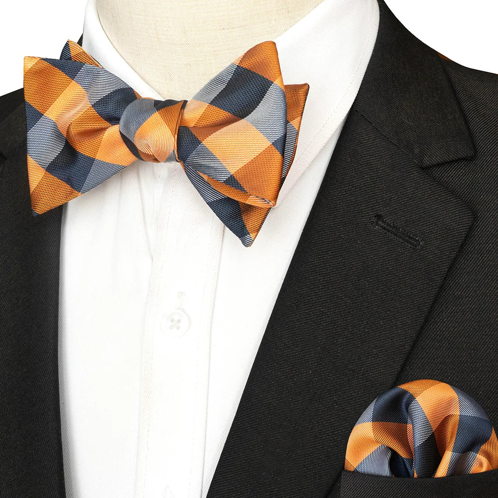 EASTEPIC Striped Bow Tie for Men Hanky Set Plaid Accessory Paisley Neckwear Floral Design Polka Dot Pure Black Evening Party